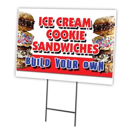 Signmission Ice Cream Cookie Sandwi Yard & Stake outdoor plastic coroplast window, 1216 Ice Cream Cookie Sandwi C-1216 Ice Cream Cookie Sandwi